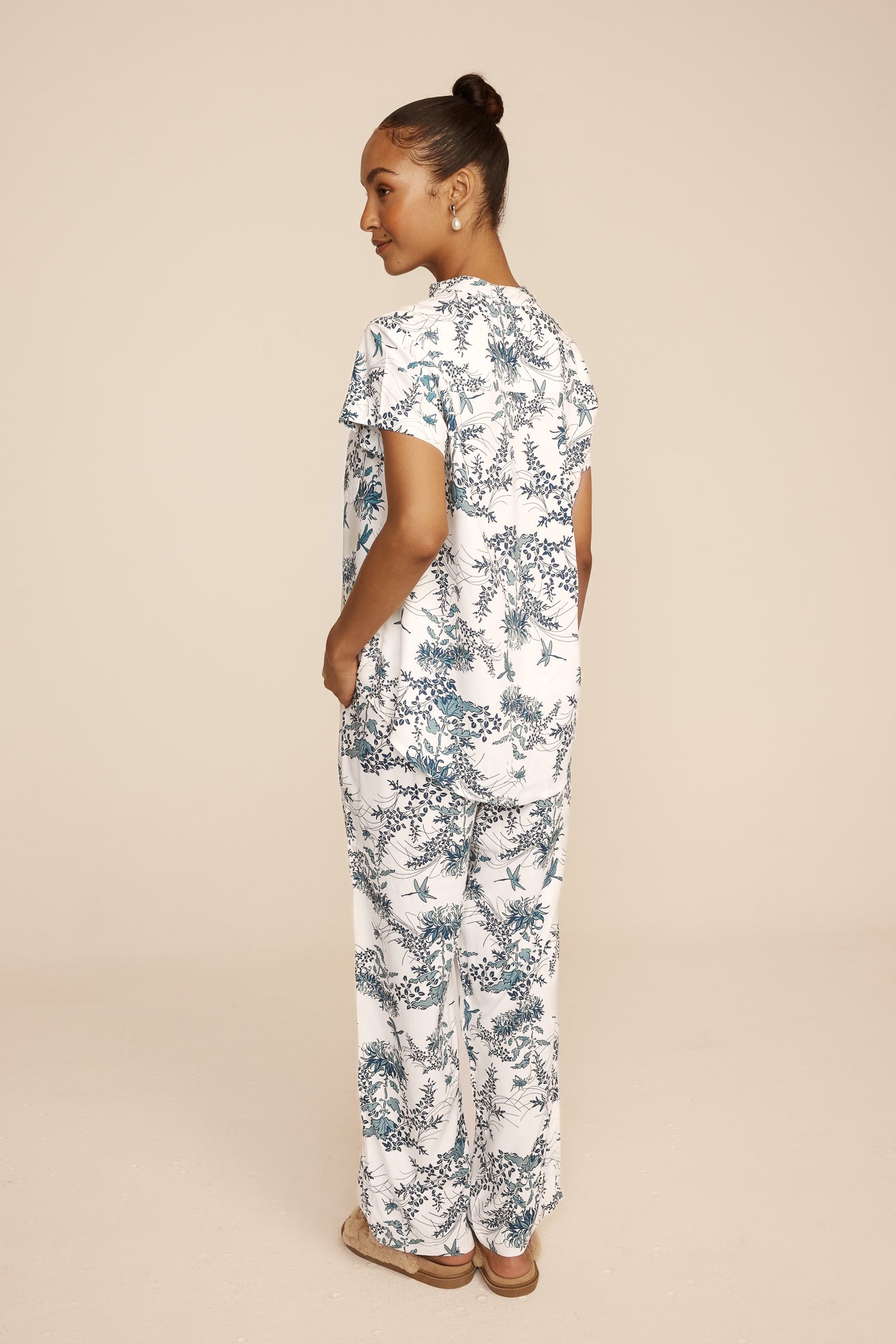 Maggie Pajama Set - Long Pants - Summer Toile - Aegean Blue