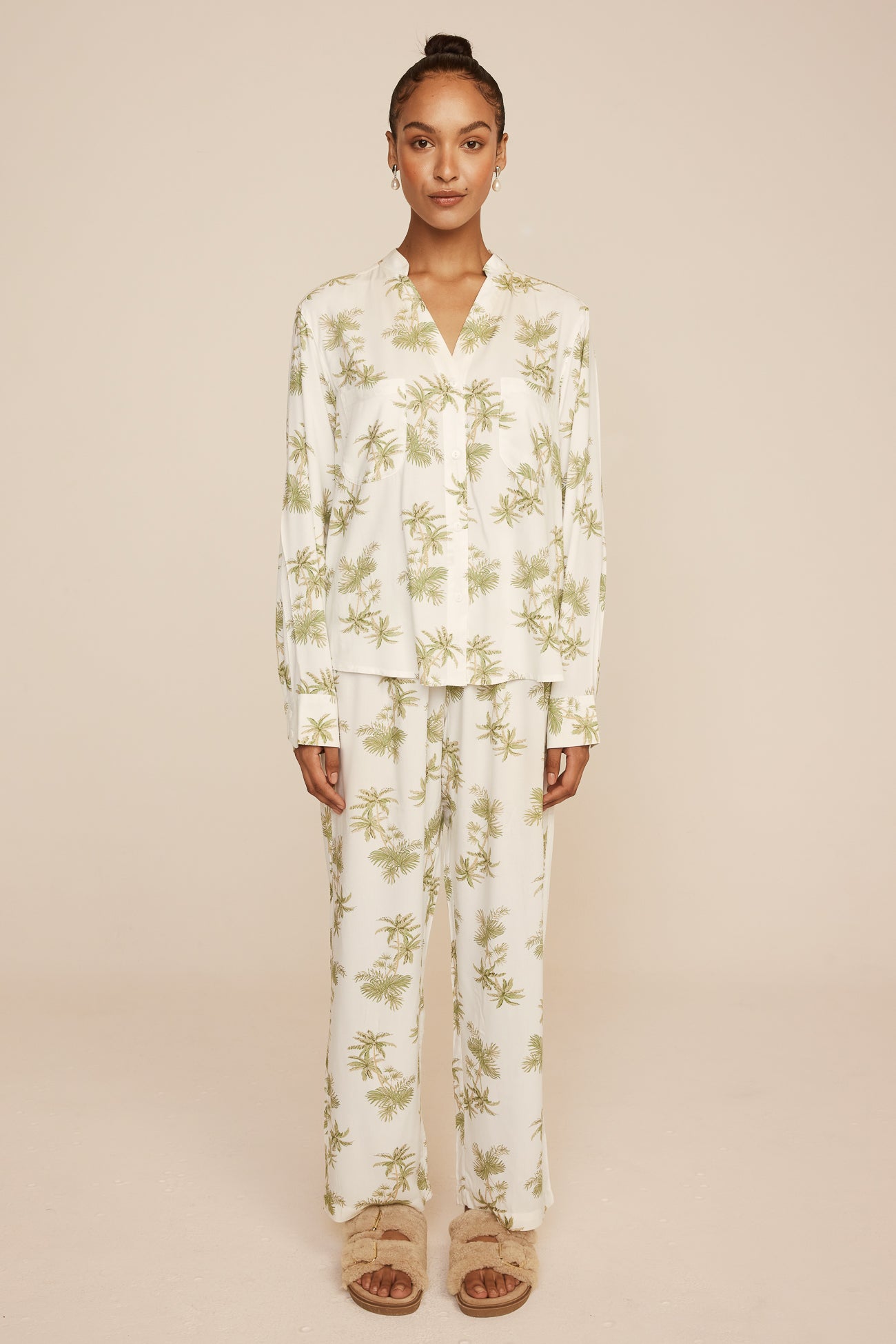 Maggie Pyjama Set - Long - Vintage Palm - Olive