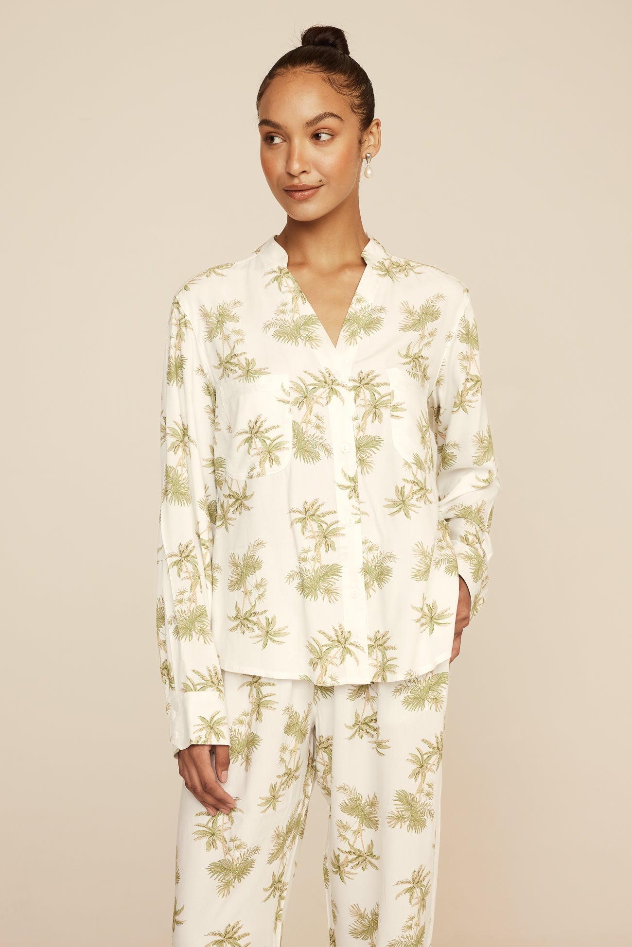 Maggie Pyjama Set - Long - Vintage Palm - Olive