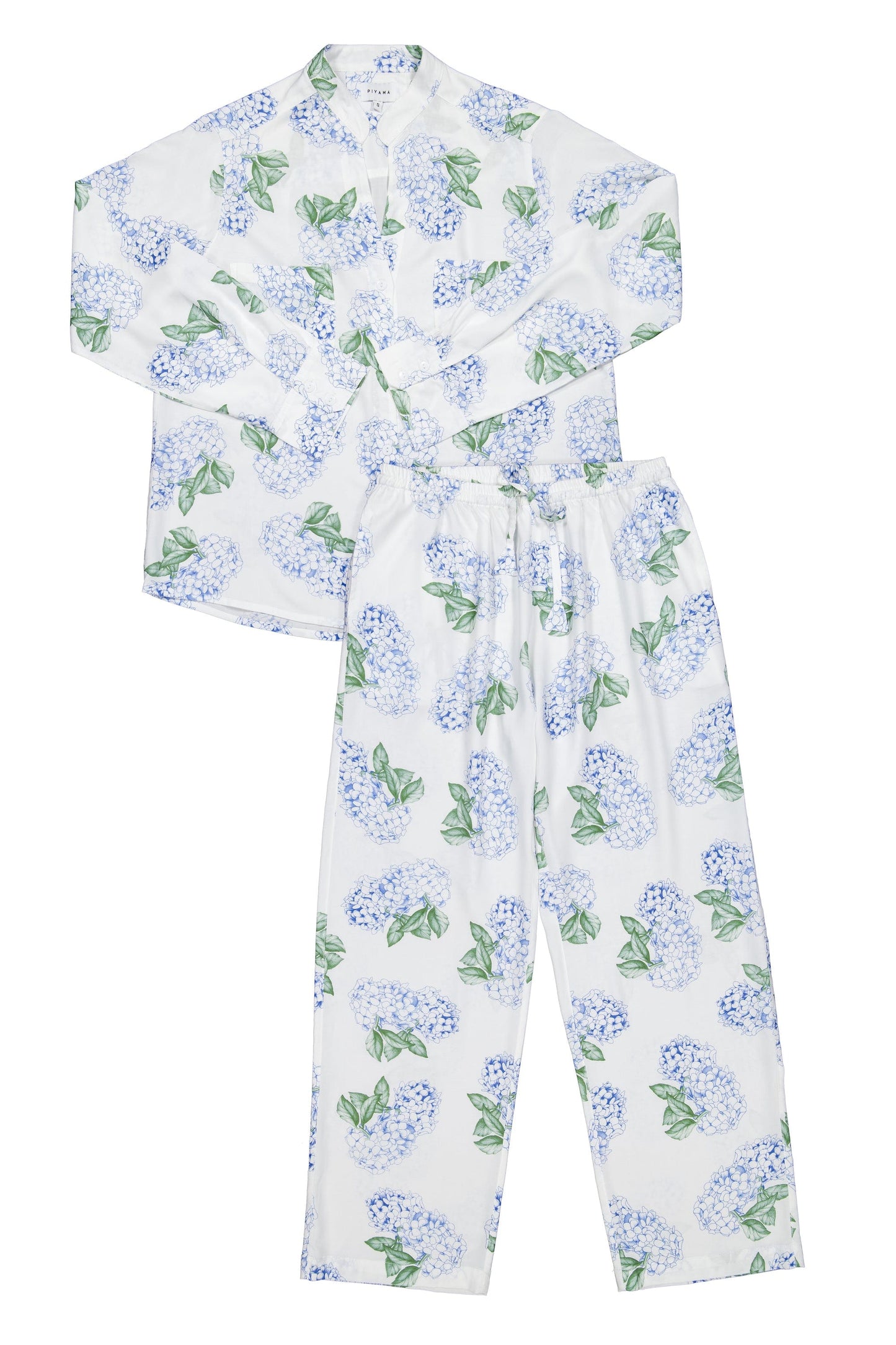 Maggie Pajama Set - Long - Hydrangea Blue