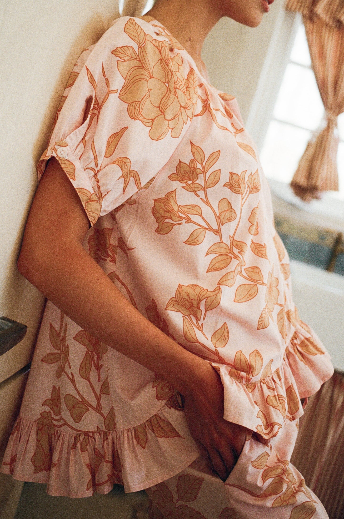 Sophie Sleep Set - Pants - Cotton Modal - Romantic Floral Peach