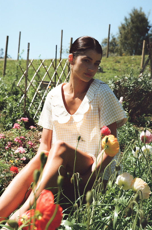 Penelope Sleep Set - Cotton - Gingham Yellow