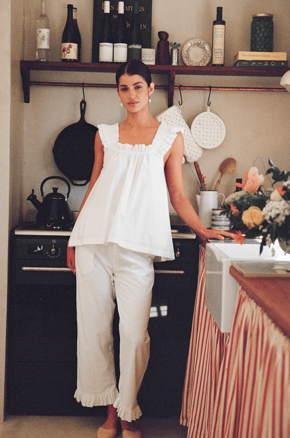 Nicolette Sleep Set - Pants - White Cotton Grass