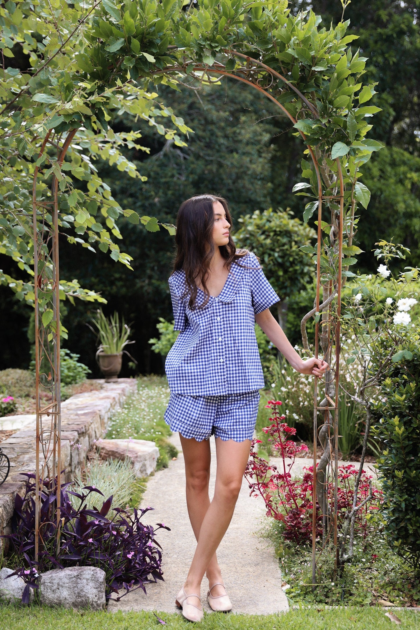 Penelope Sleep Set - Gingham - Navy