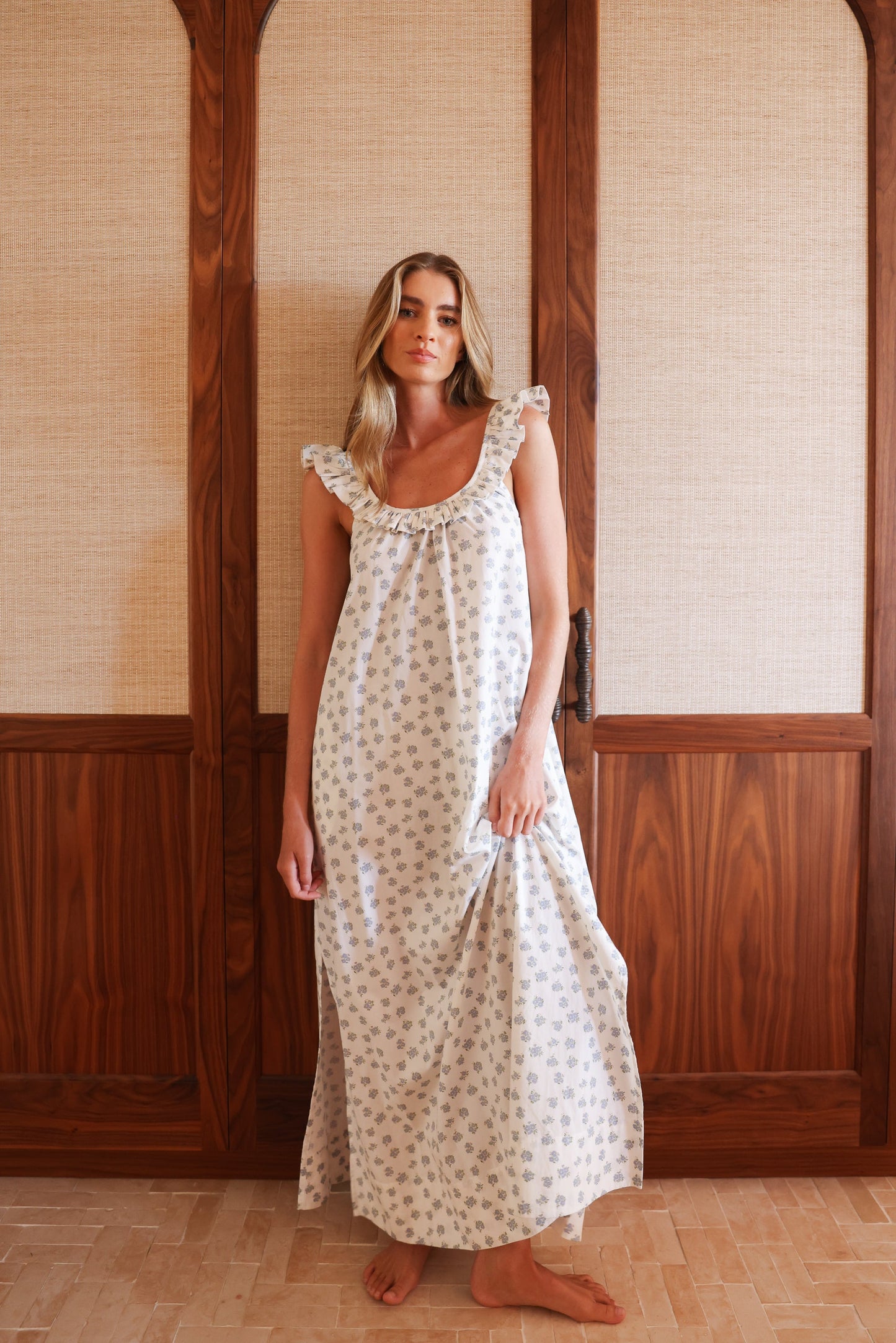 Margot Nightie - Cotton Modal - Meadow Blue