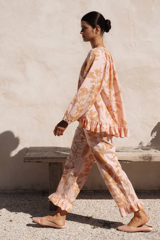Piyama Sophie Sleep Set - Long - Cotton Modal - Romantic Floral Peach — view 5