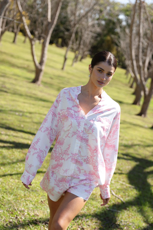 Maggie Pajama Set - Long Sleeve - ECOVERO™ - Summer Toile - Pink