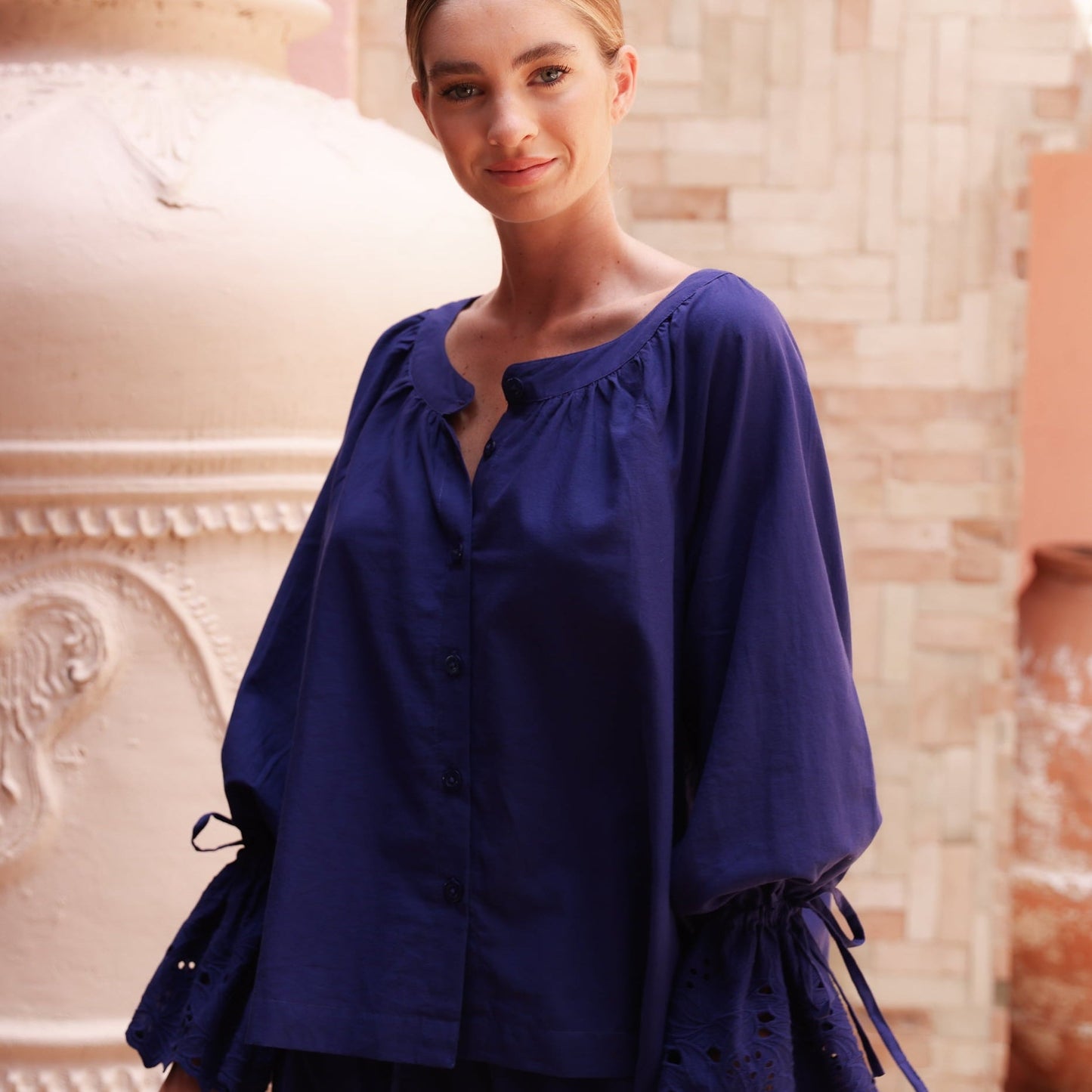 Claire Lounge Set - Cotton Embroidery - Twilight Blue