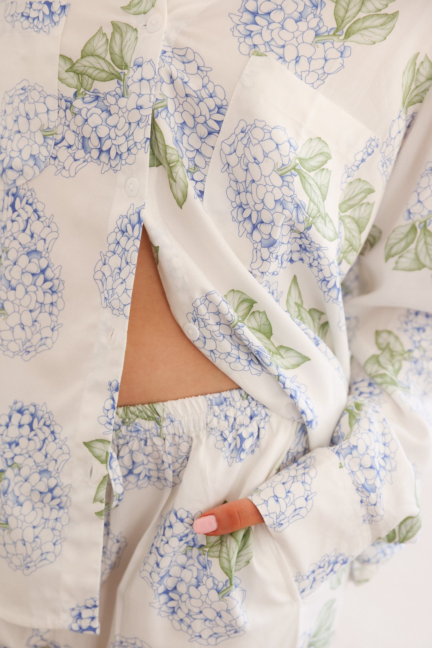 Maggie Pajama Set - Long - Hydrangea Blue