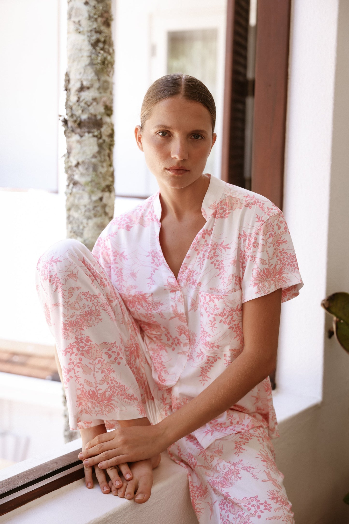 Maggie Pyjama Set - Long Pants - Summer Toile - Pink