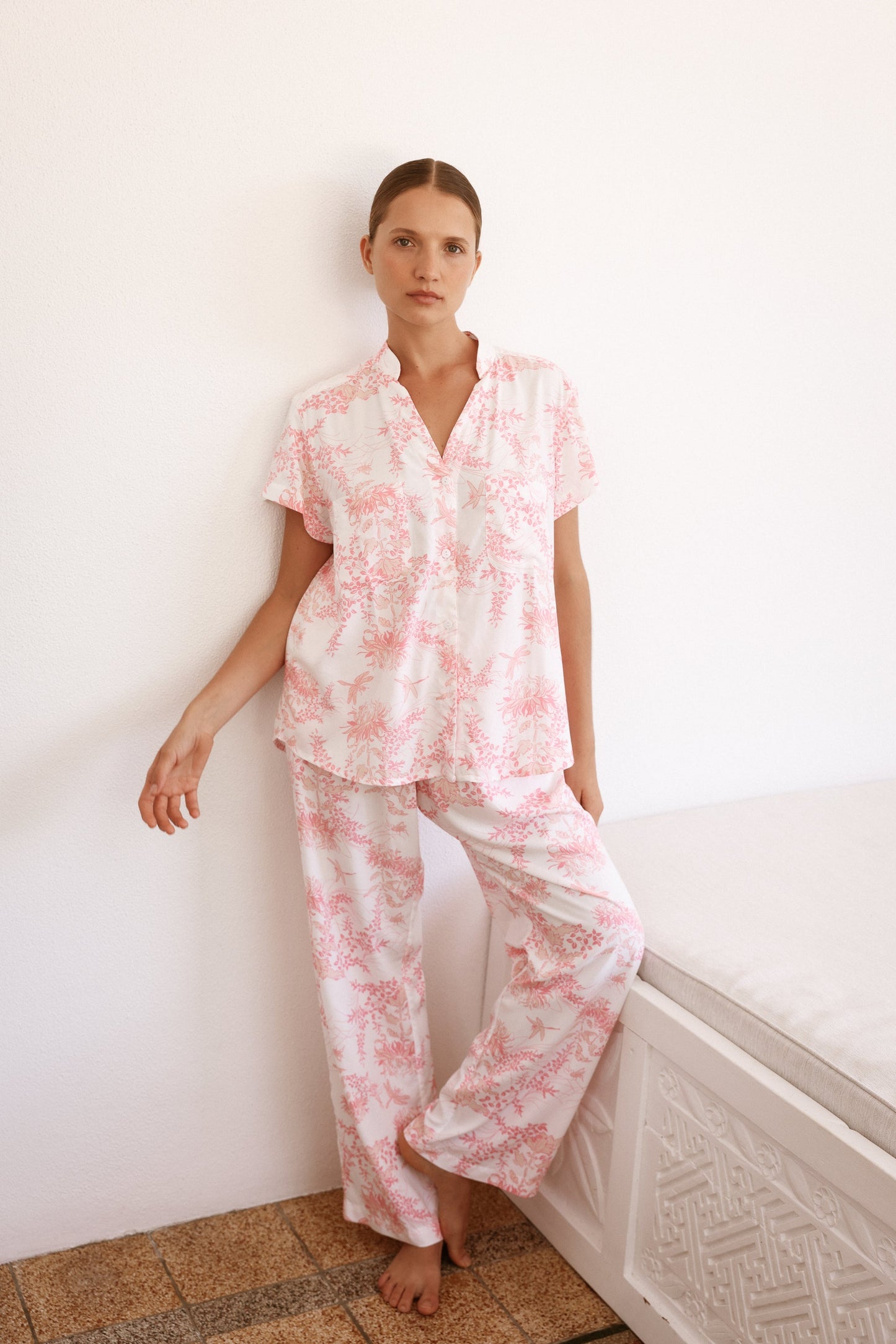 Maggie Pyjama Set - Long Pants - Summer Toile - Pink