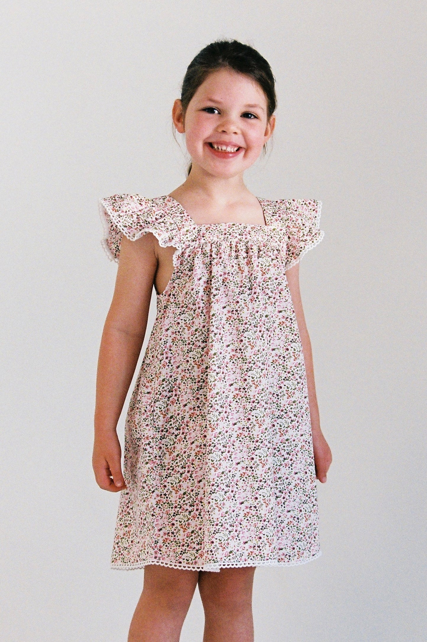 Girls Harriet Lounge Dress - Floret Pink + Trim