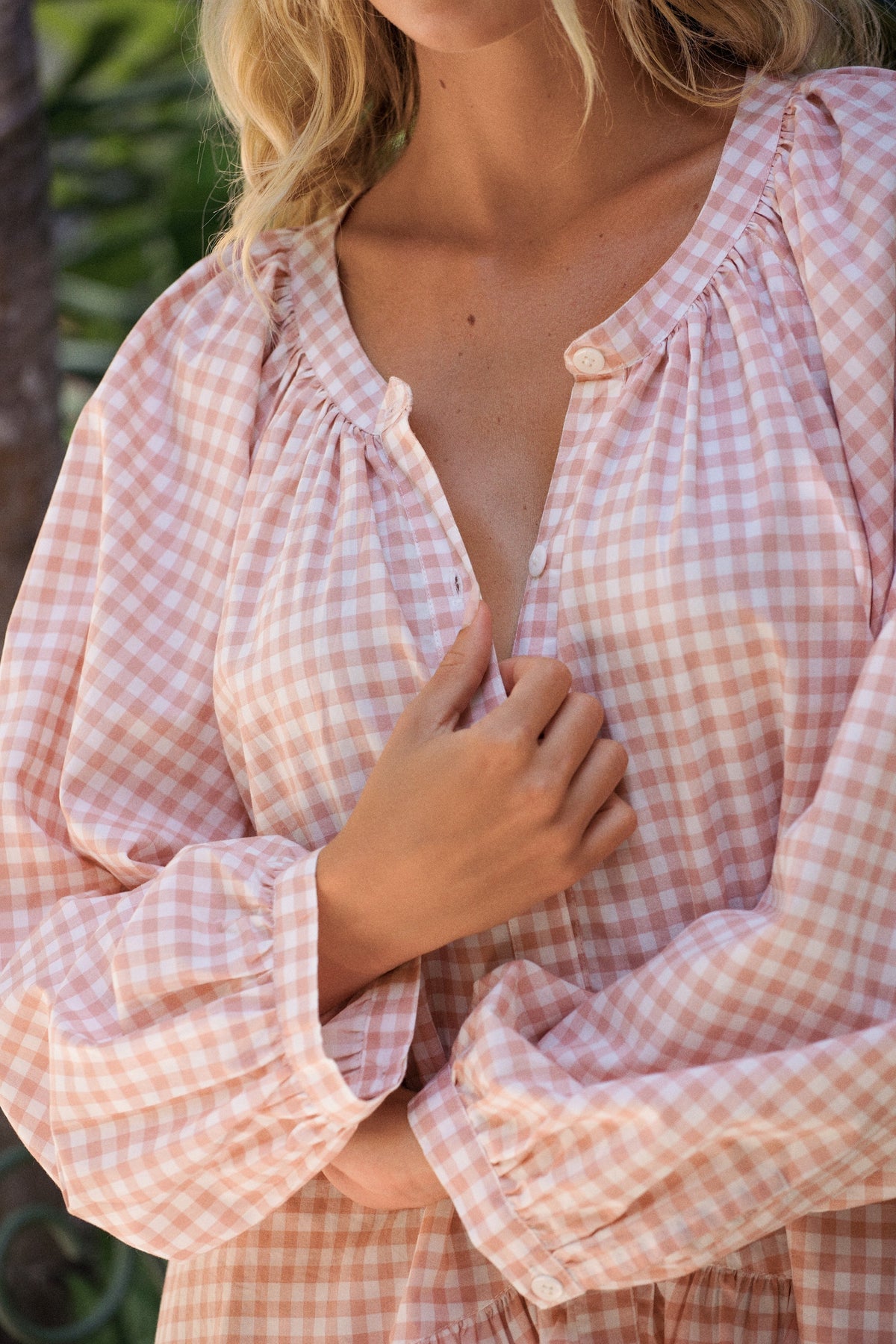 Sophie Long Sleep Set - Gingham - Petal Pink