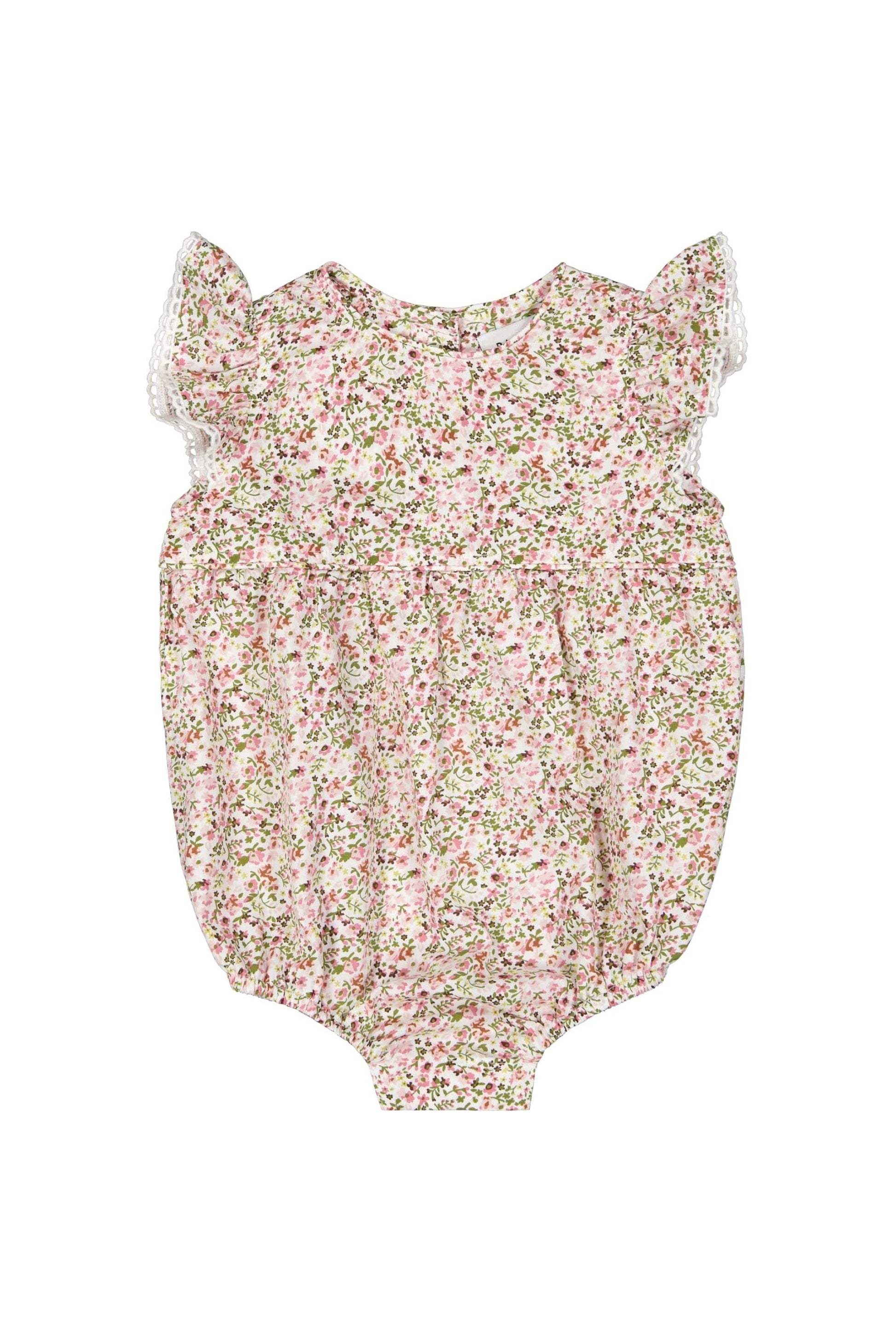 Piyama Baby Girls Romper - Cotton - Floret Pink — front view