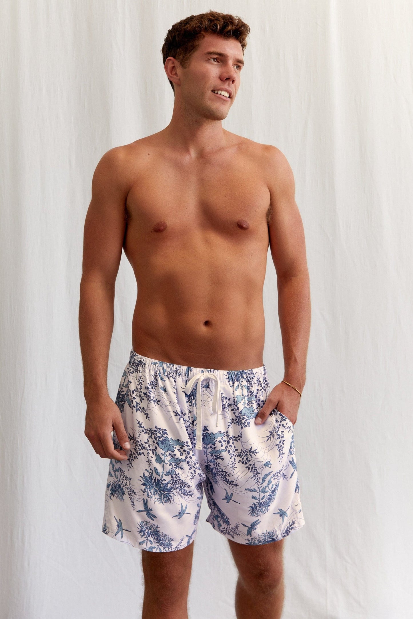 Men’s Boxer Shorts - Summer Toile - Aegean Blue