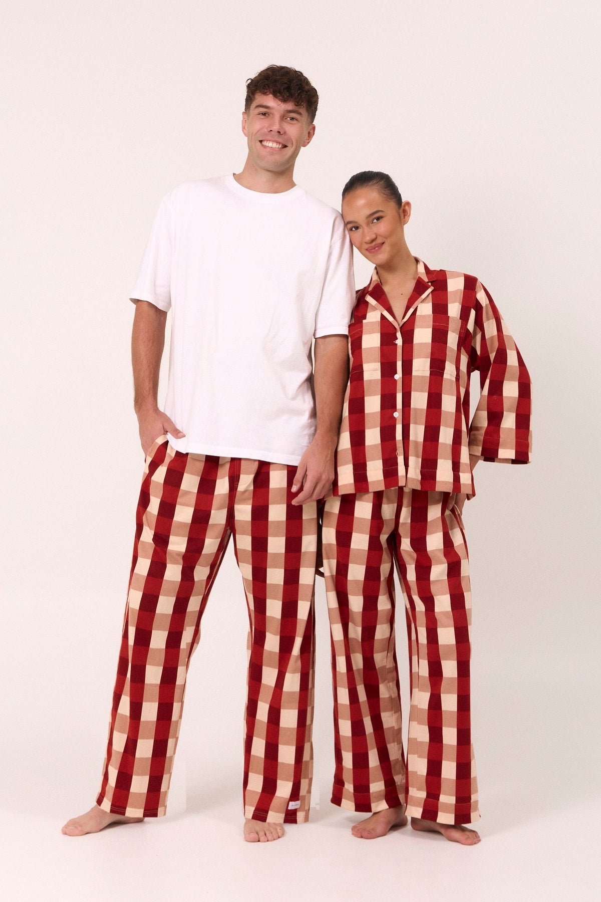 Mens Lounge Pants - Cotton Jersey - Holiday Plaid
